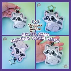 ITH Raccoon Charm Embroidery Pattern(Ith Racoon Charm Embroidery Pattern)