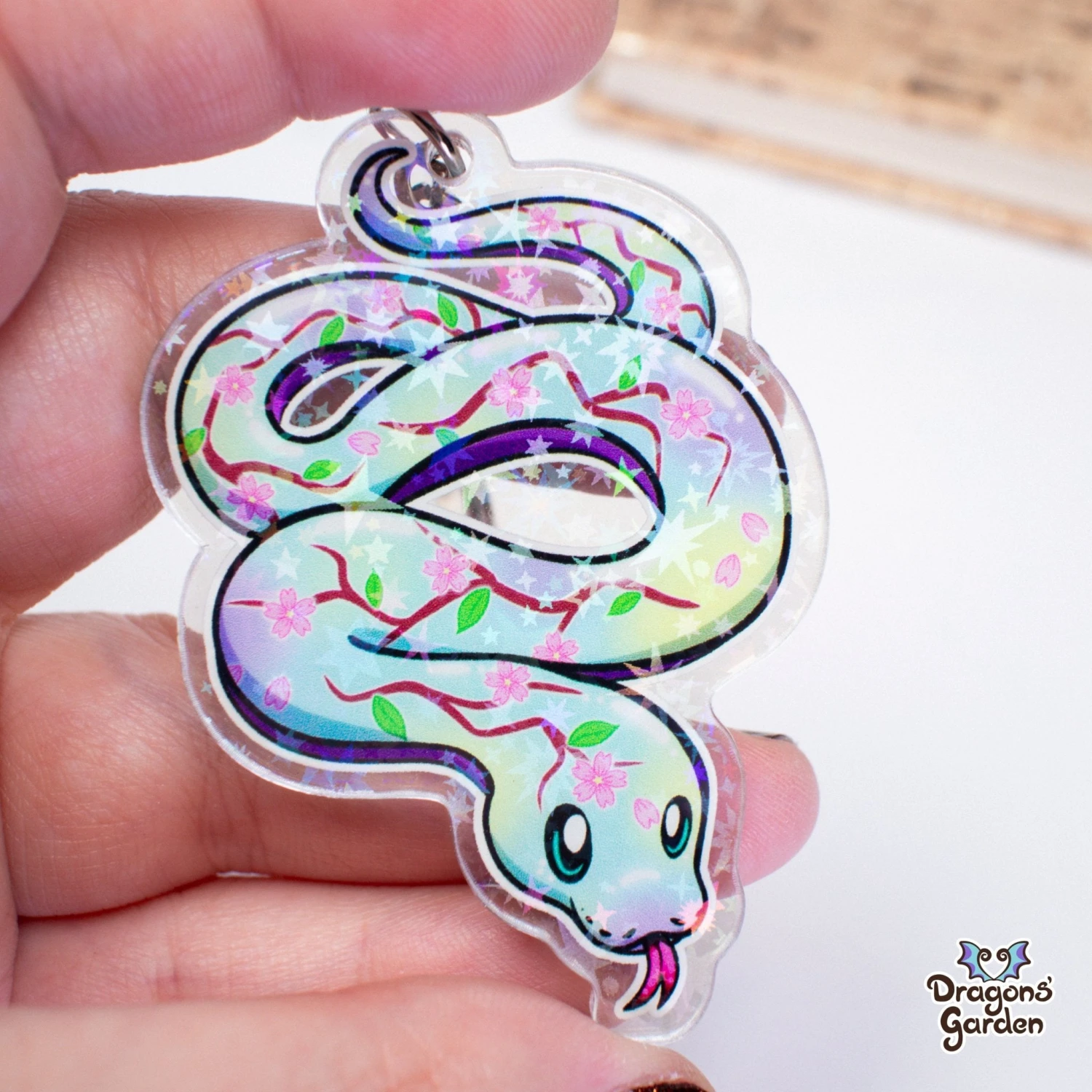 Sakura Snake | Holographic Acrylic Keychain(Sakura Snake Holographic Acrylic Keychain) 2 Sakura Snake | Holographic Acrylic Keychain(Sakura Snake Holographic Acrylic Keychain) - Image 2