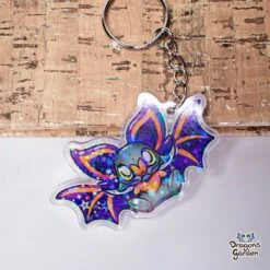 Sitting Bat | Holographic Acrylic Keychain(Sitting Bat Holographic Acrylic Keychain)
