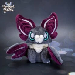 Dragons' Garden -Dragons' Garden small aubergine and beige sitting bat plushie plushie dragons garden new 131302