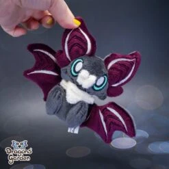 Small Aubergine And Beige Sitting Bat Plushie(Small Aubergine And Beige Sitting Bat Plushie)