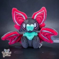 Small Fuchsia And Mint Sitting Bat Plushie(Small Fuchsia And Azure Sitting Bat Plushie) -Dragons' Garden small fuchsia and mint sitting bat plushie plushie dragons garden new 186800
