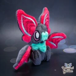 Small Fuchsia And Mint Sitting Bat Plushie(Small Fuchsia And Azure Sitting Bat Plushie) -Dragons' Garden small fuchsia and mint sitting bat plushie plushie dragons garden new 588001
