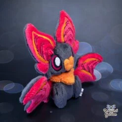 Small Fuchsia And Orange Sitting Bat Plushie(Small Fuchsia And Orange Sitting Bat Plushie) -Dragons' Garden small fuchsia and orange sitting bat plushie plushie dragons garden original creation 434601