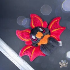 Small Fuchsia And Orange Sitting Bat Plushie(Small Fuchsia And Orange Sitting Bat Plushie) -Dragons' Garden small fuchsia and orange sitting bat plushie plushie dragons garden original creation 649256