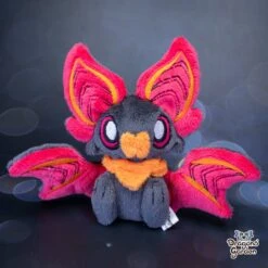 Small Fuchsia And Orange Sitting Bat Plushie(Small Fuchsia And Orange Sitting Bat Plushie) -Dragons' Garden small fuchsia and orange sitting bat plushie plushie dragons garden original creation 961560
