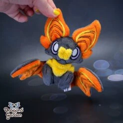 Small Orange And Yellow Sitting Bat Plushie(Small Orange And Yellow Sitting Bat Plushie)