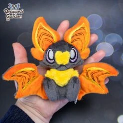 Small Orange And Yellow Sitting Bat Plushie(Small Orange And Yellow Sitting Bat Plushie) -Dragons' Garden small orange and yellow sitting bat plushie plushie dragons garden new 267476