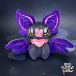 Small Purple And Pink Sitting Bat Plushie(Small Purple And Pink Sitting Bat Plushie) -Dragons' Garden small purple and pink sitting bat plushie plushie dragons garden new 903700