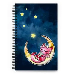 Sleeping Dragon On The Moon | A5 Bullet Journal Spiral Notebook(Sleeping Dragon On The Moon A5 Bullet Journal Spiral Notebook) -Dragons' Garden spiral notebook white front 670a56b1df8e9