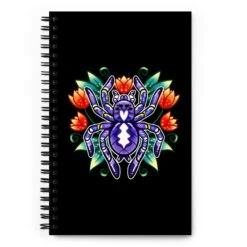 Tarantula With Flowers | A5 Bullet Journal Spiral Notebook(Tarantula With Flowers A5 Bullet Journal Spiral Notebook) -Dragons' Garden spiral notebook white front 670a570bc26f6