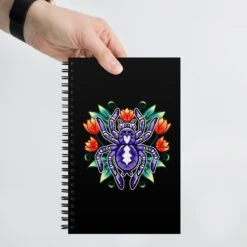 Tarantula With Flowers | A5 Bullet Journal Spiral Notebook(Tarantula With Flowers A5 Bullet Journal Spiral Notebook) -Dragons' Garden spiral notebook white front 670a570bc276f