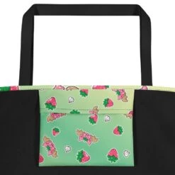 Strawberries And Cream Jeff Dragon | Green | Big Tote Bag(Strawberries And Cream Jeff Dragon Green Big Tote Bag) -Dragons' Garden strawberries and cream jeff dragon green big tote bag dragons garden 594531