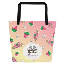 Strawberries And Cream Jeff Dragon | Pink | Big Tote Bag(Strawberries And Cream Jeff Dragon Pink Big Tote Bag)