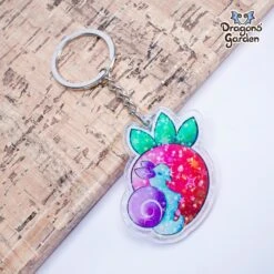 Strawberry Snail | Holographic Acrylic Keychain(Strawberry Ssnail Holographic Acrylic Keychain)