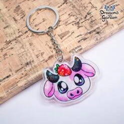 Strawbery Cow | Holographic Acrylic Keychain(Strawbery Cow Holographic Acrylic Keychain)