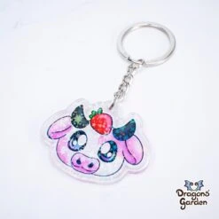 Strawbery Cow | Holographic Acrylic Keychain(Strawbery Cow Holographic Acrylic Keychain) -Dragons' Garden strawbery cow holographic acrylic keychain keychain dragons garden keychain 304829